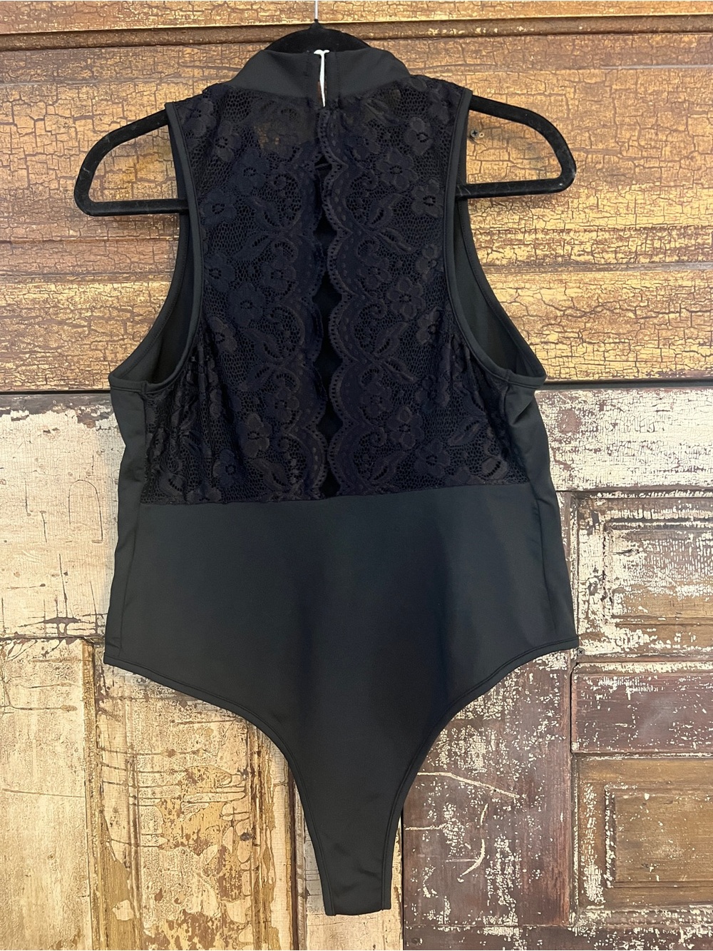 Black Lace Back Bodysuit | Mock Neck Sleeveless Top | Plus Size 0X | NWOT